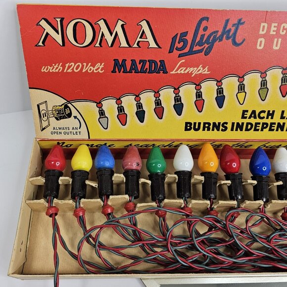 Vintage 15 Working Noma Christmas Lights Red Rings Original Festive Box - Picture 5 of 16